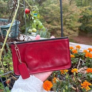 Vintage Y2K Red Coach Skinny Pouch Cosmetic Case